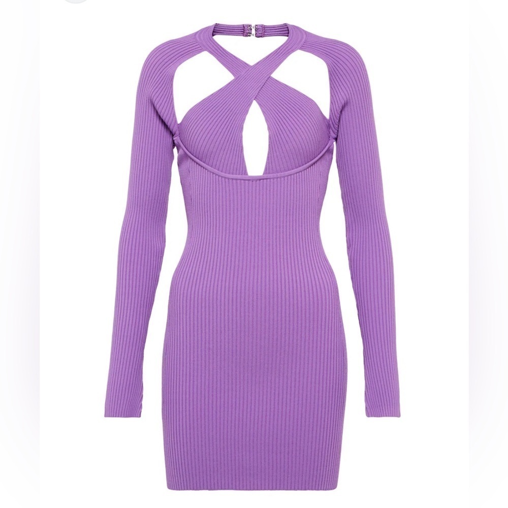 NWT David Koma Cutout Ribbed Stretch-knit Mini Dress - Picture 3 of 10